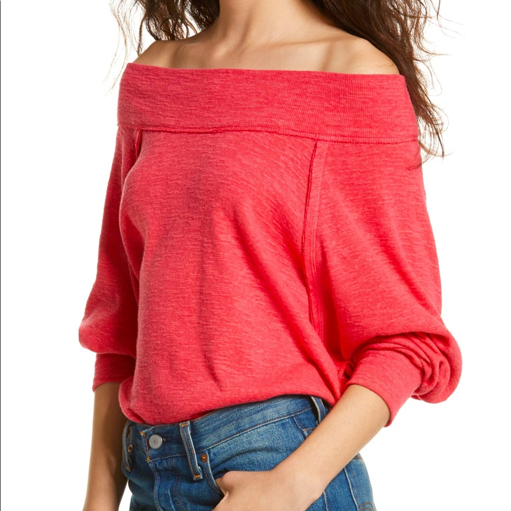Free People Pink Off-the-Shoulder Sweater Top